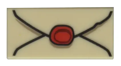 Tan Tile 1 x 2 with Envelope with Red Wax Seal and Dark Tan Highlights Pattern