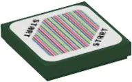 Dark Green Tile 2 x 2 with Super Mario Scanner Code 'START' in 2 Corners Pattern (Sticker) - Sets 71