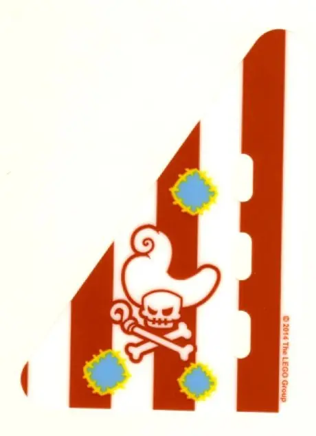 White Duplo Boat Sail 5 x 7 with 4 Dark Orange Stripes and Hat, Skull and Crossbones and Patches Pat