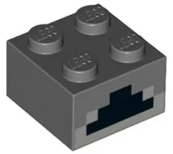 Dark Bluish Gray Brick 2 x 2 with Pixelated Black Coal and Light Bluish Gray Ash Pattern (Minecraft 