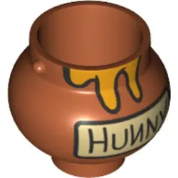 Dark Orange Minifigure, Utensil Pot Small with Handle Holders and Dripping Honey and 'HUNNY' Pattern