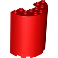 Red Cylinder Half 3 x 6 x 6 with 1 x 2 Cutout