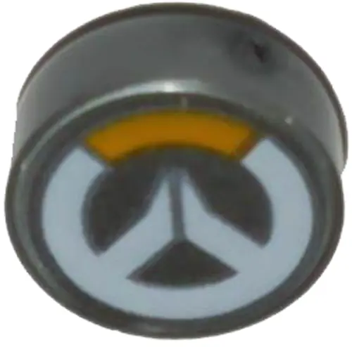 Flat Silver Tile, Round 1 x 1 with Overwatch Logo Pattern