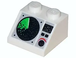 White Slope 45 2 x 2 with Black and Green Radar Screen, Digital '38', Buttons, and Dial Pattern
