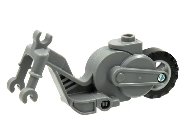 Dark Bluish Gray Flywheel Stuntz Riding Cycle with Light Bluish Gray Rear Wheel and Black Tire
