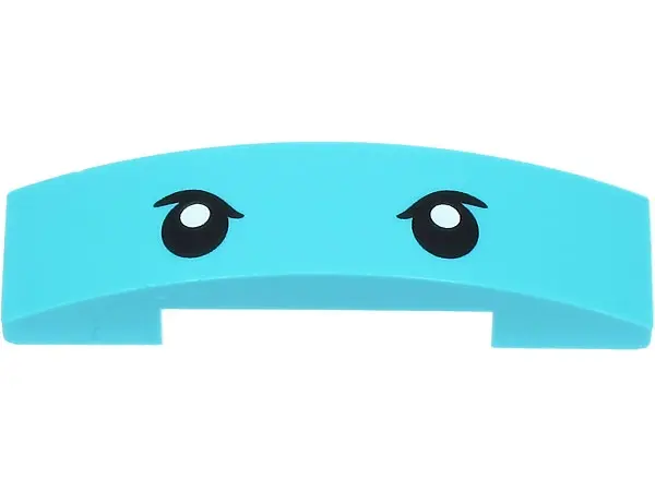 Medium Azure Slope, Curved 4 x 1 x 2/3 Double with Black Eyes with Eyebrows and White Pupils Pattern