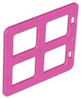 Dark Pink Duplo Door / Window Pane 1 x 4 x 3 with 4 Same Size Panes Square Corners