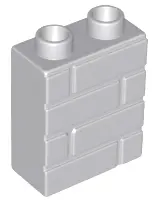 Light Bluish Gray Duplo, Brick 1 x 2 x 2 with Masonry Profile