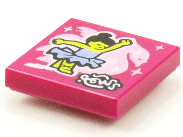Magenta Tile 2 x 2 with BeatBit Album Cover - Ballerina and Swan Pattern
