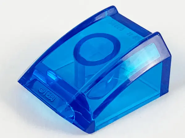 Trans-Dark Blue Slope, Curved 2 x 2 Lip