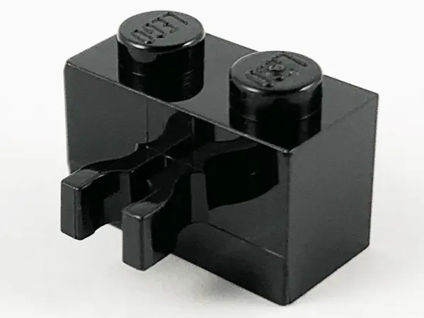 Black Brick, Modified 1 x 2 with Clip (Vertical Grip) (Undetermined Type)
