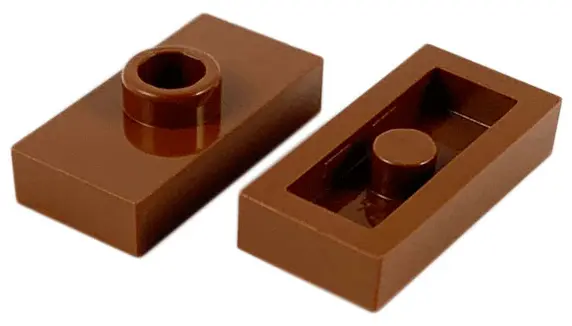Reddish Brown Plate, Modified 1 x 2 with 1 Stud without Groove (Jumper)