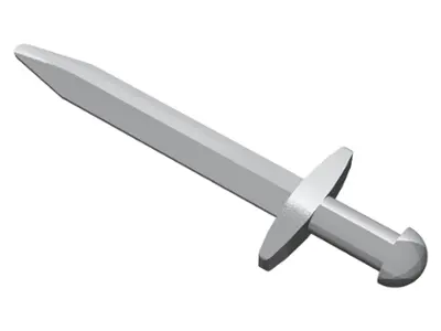 Flat Silver Minifigure, Weapon Sword, Greatsword Pointed with Thin Crossguard