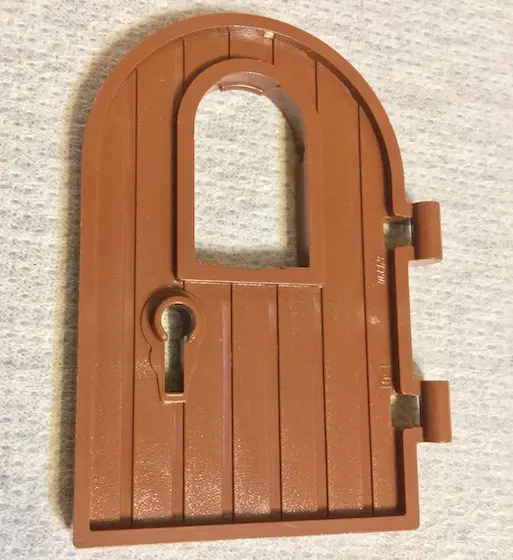 Reddish Brown Door 1 x 4 x 6 Round Top with Window and Keyhole, Reinforced Edge