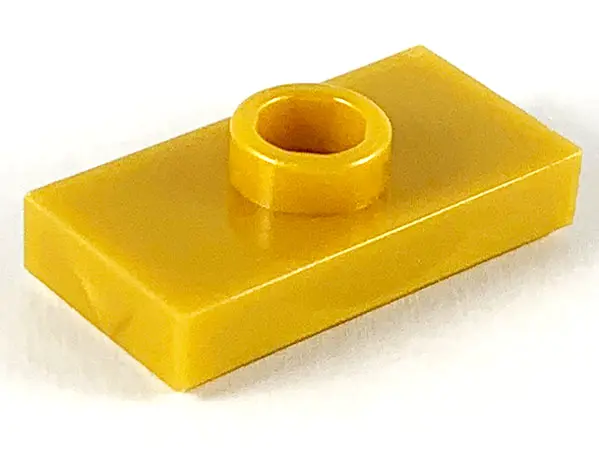 Pearl Gold Plate, Modified 1 x 2 with 1 Stud with Groove (Jumper)