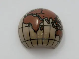 Dark Tan Cylinder Hemisphere 2 x 2 with Cutout with Europe, Africa, Asia, Australia Reddish Brown Gl