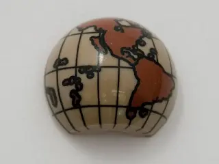 Dark Tan Cylinder Hemisphere 2 x 2 with Cutout with the Americas and South Pacific Reddish Brown Glo