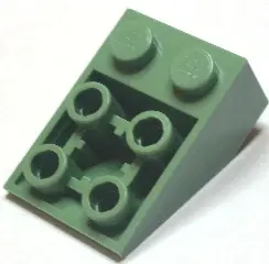 Sand Green Slope, Inverted 33 3 x 2 with Flat Bottom Pin and Connections between Studs