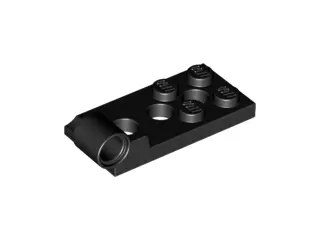 Black Hinge Plate 2 x 4 with Pin Hole and 3 Holes - Bottom