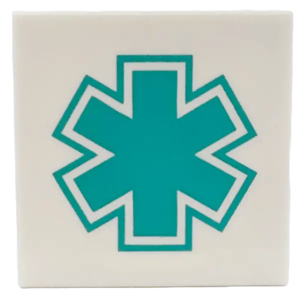Tile 2 x 2 with Dark Turquoise EMT Star of Life Pattern