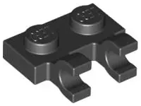 Black Plate, Modified 1 x 2 with 2 U Clips (Horizontal Grip)