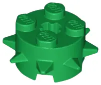 Green Brick, Round 2 x 2 with Spikes and Axle Hole