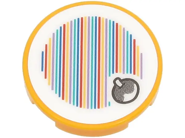 Bright Light Orange Tile, Round 2 x 2 with Bottom Stud Holder with Super Mario Scanner Code Fruit Pa