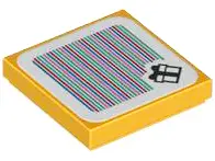 Bright Light Orange Tile 2 x 2 with Super Mario Scanner Code Gift Box Pattern (Sticker) - Set 71418