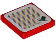 Red Tile 2 x 2 with Super Mario Scanner Code Bowser Flag Pattern (Sticker) - Set 71418