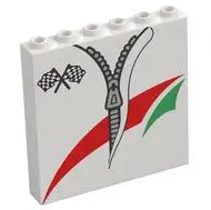 White Panel 1 x 6 x 5 with Black Crossed Checkered Flags, Red and Green Octan Panels, Silver Zipper 