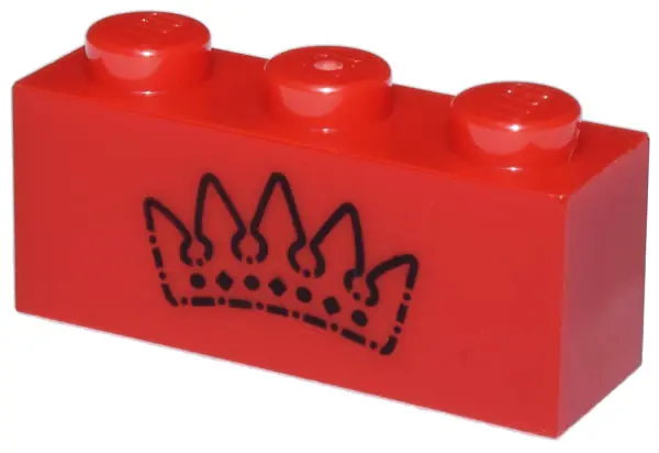 Red Brick 1 x 3 with Black Crown Pattern
