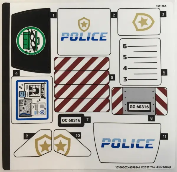 Sticker Sheet for Set 60316 - (10100007/6398844)
