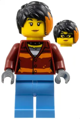 Police Crook - Female, Dark Red Torso with Orange Stripes, Medium Blue Legs, Black Hair with Orange 