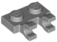 Light Bluish Gray Plate, Modified 1 x 2 with 2 U Clips (Horizontal Grip)