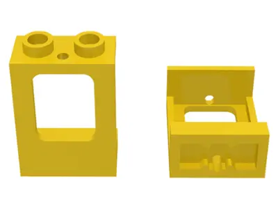 Yellow Window 1 x 2 x 2 Plane, Single Hole Top and Bottom for Glass