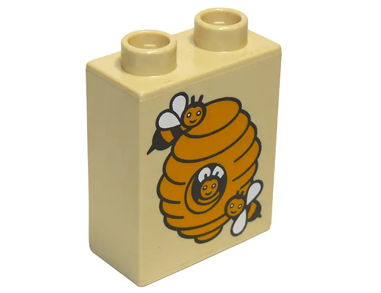 Tan Duplo, Brick 1 x 2 x 2 with Beehive Pattern