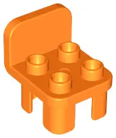 Orange Duplo, Furniture Chair with 4 Studs and Rounded Back