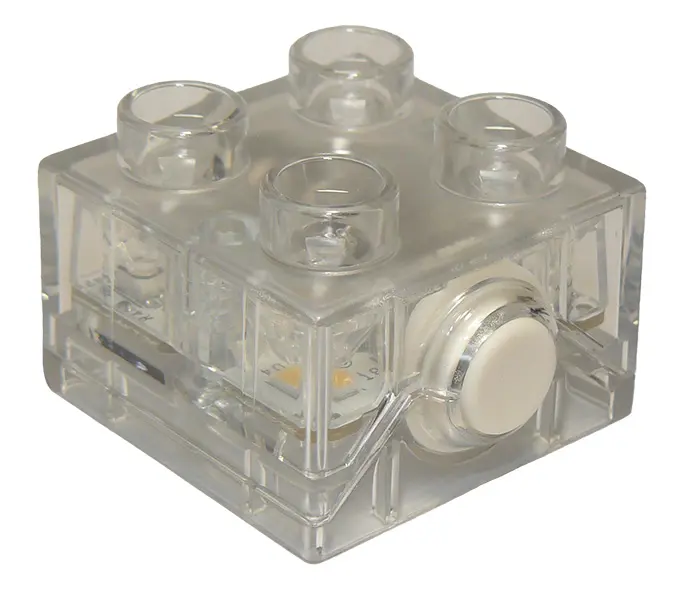 Trans-Clear Duplo, Brick 2 x 2 Light with White Button