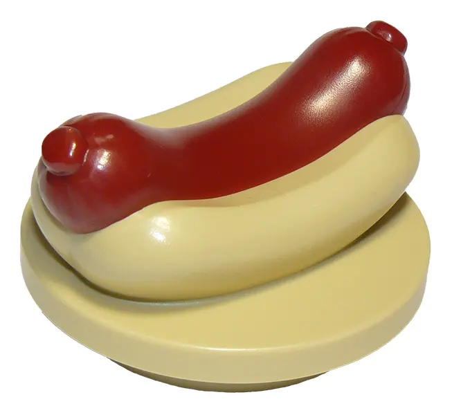 Tan Duplo Hot Dog with Dark Red Sausage Pattern