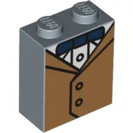 Sand Blue Brick 1 x 2 x 2 with Inside Stud Holder with Black Outlined Medium Nougat Jacket, White Sh