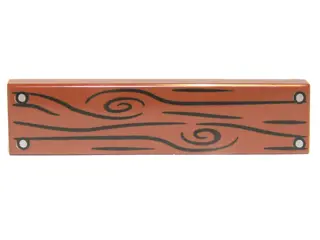 Reddish Brown Tile 1 x 4 with Wood Grain and 4 Nails Pattern