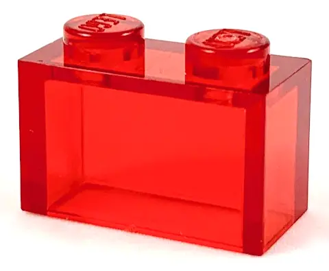 Trans-Red Brick 1 x 2 without Bottom Tube