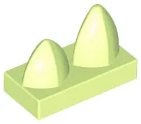 Yellowish Green Tile, Modified 1 x 2 with 2 Teeth Vertical