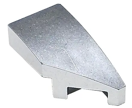 Metallic Silver Wedge 2 x 1 x 2/3 Right