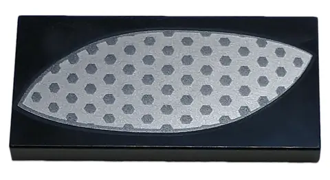 Black Tile 2 x 4 with Silver Hexagon Mesh Eye Cover Pattern Model Left Side