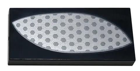 Black Tile 2 x 4 with Silver Hexagon Mesh Eye Cover Pattern Model Right Side