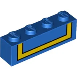 Blue Brick 1 x 4 with Black Outlined Yellow Stripe Pattern (BrickHeadz Donald Duck Torso Back)