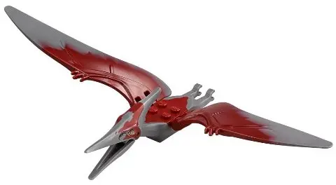Dark Bluish Gray Dinosaur Pteranodon with 4 Studs with Dark Red Back and Large Curved Nostrils