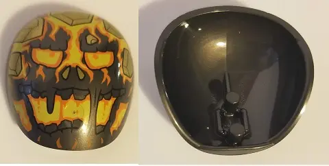 Pearl Dark Gray Large Figure Armor, Round, Smooth with Molten Man Face Pattern