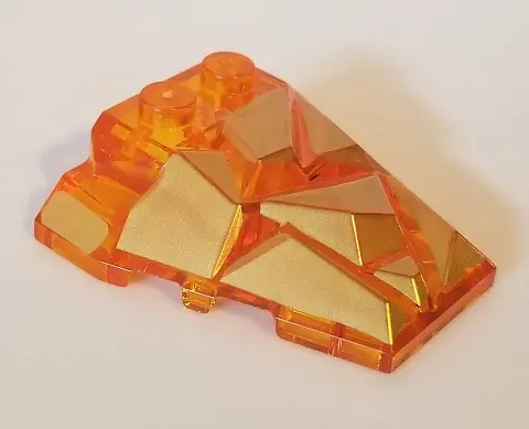 Trans-Orange Wedge 4 x 4 Fractured Polygon Top with Gold Facets Pattern